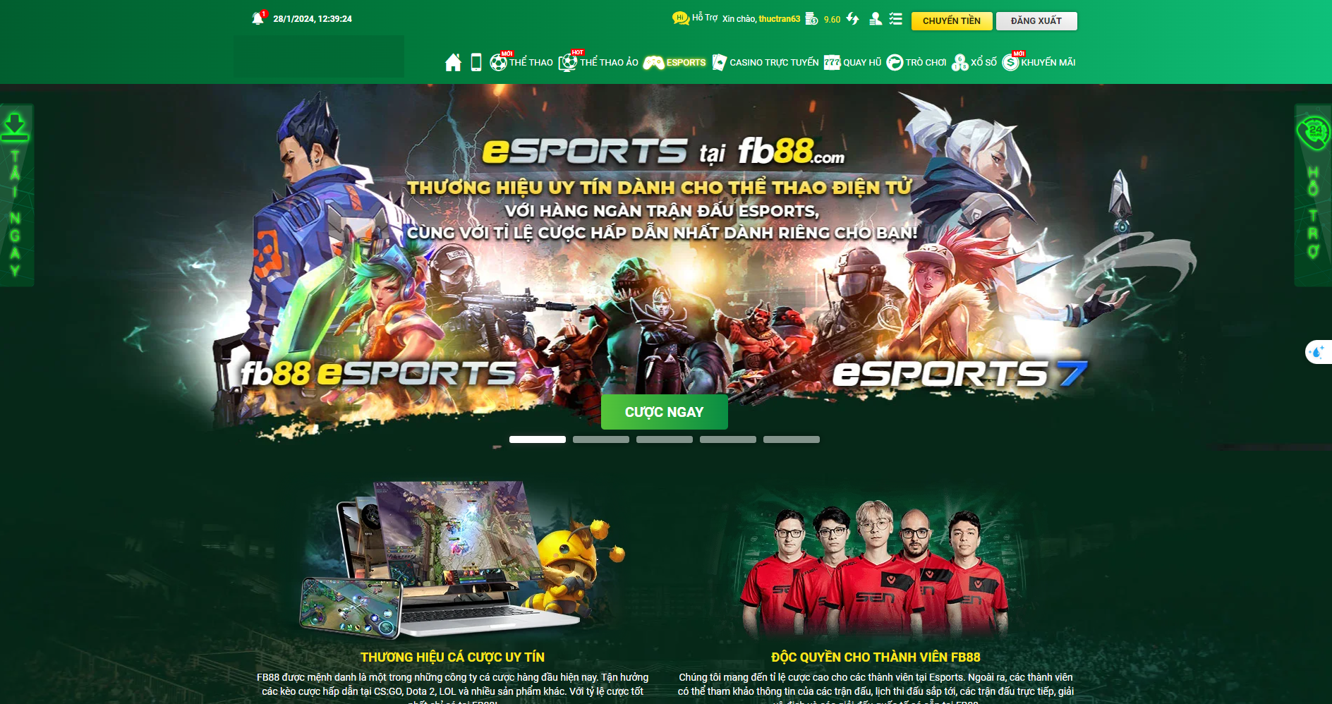 Đặt cược eSports tại casino trực tuyến FB88 Đặt cược eSports tại casino trực tuyến FB88