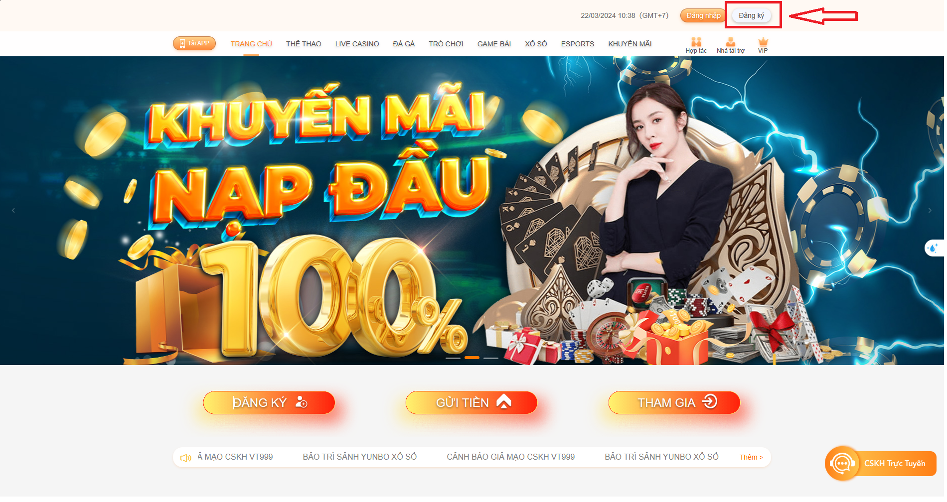 Đăng ký tại sòng bạc nổi tiếng Việt Nam VT999