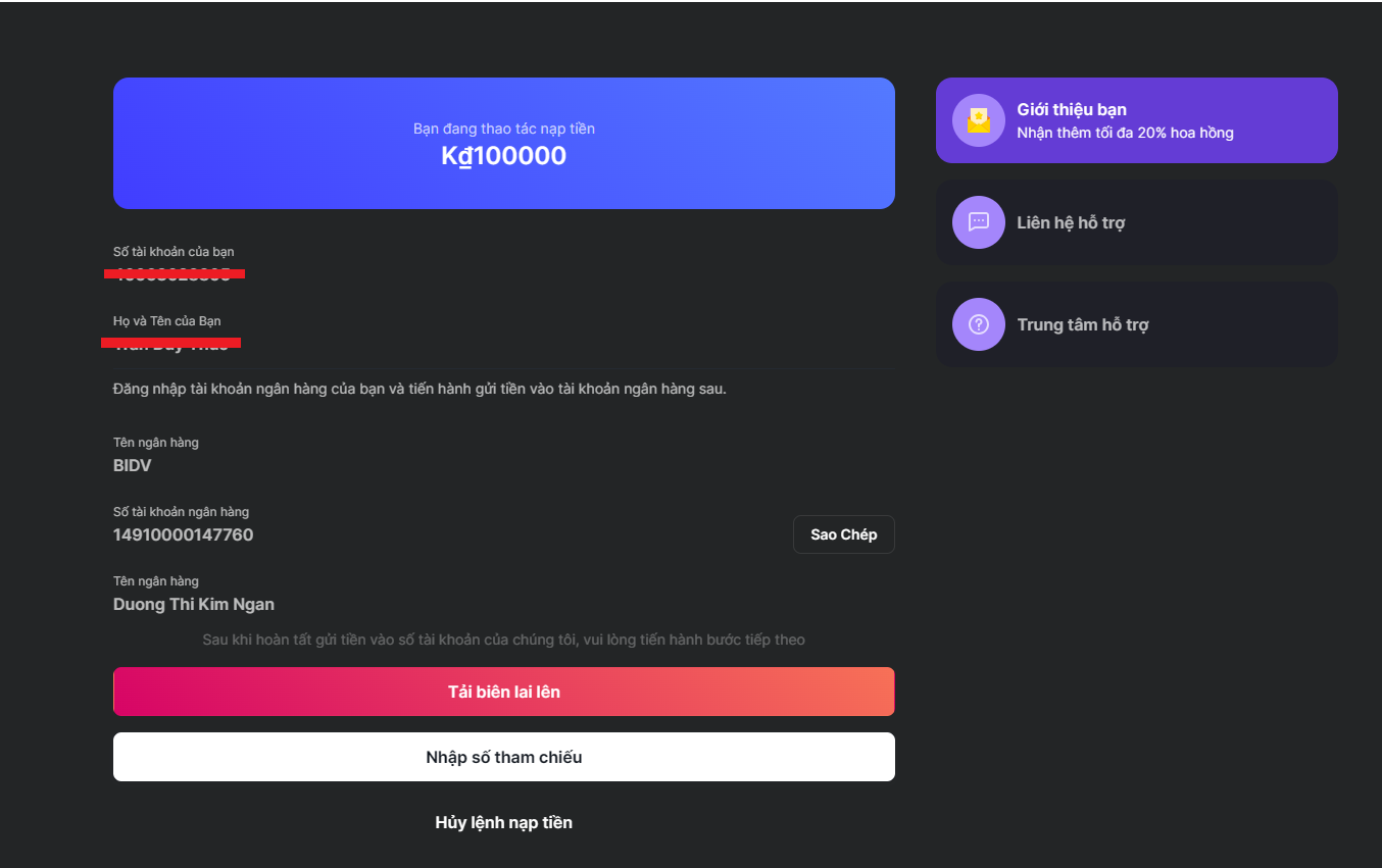 Hướng dẫn từng bước để gửi tiền vào tài khoản của bạn